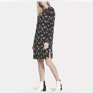 Just Female Blossom Dress Black Yellow Floral Sheath Anthropologie Size Large